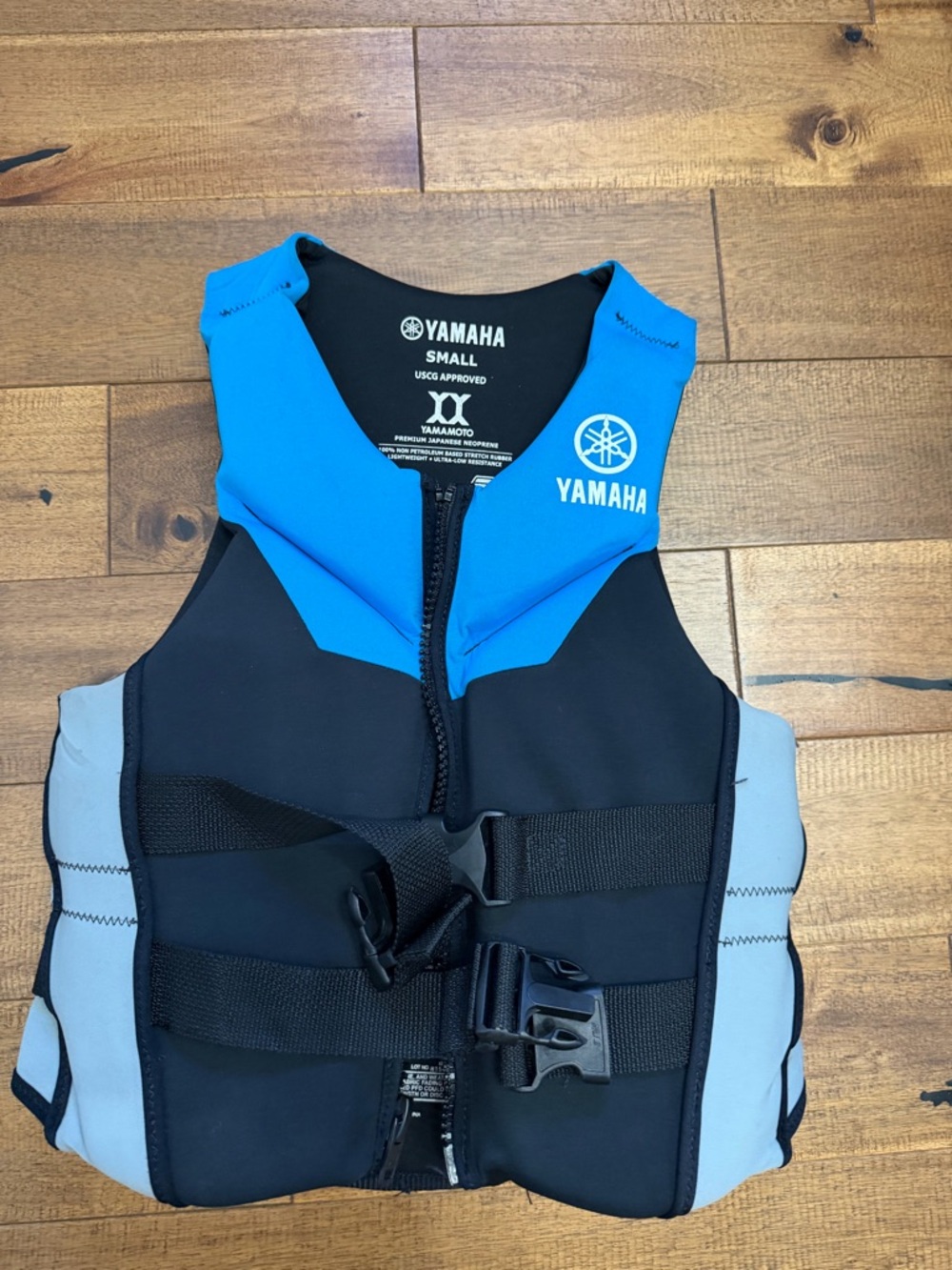 Yamaha Black Neoprene Life Jacket with Blue Accents
